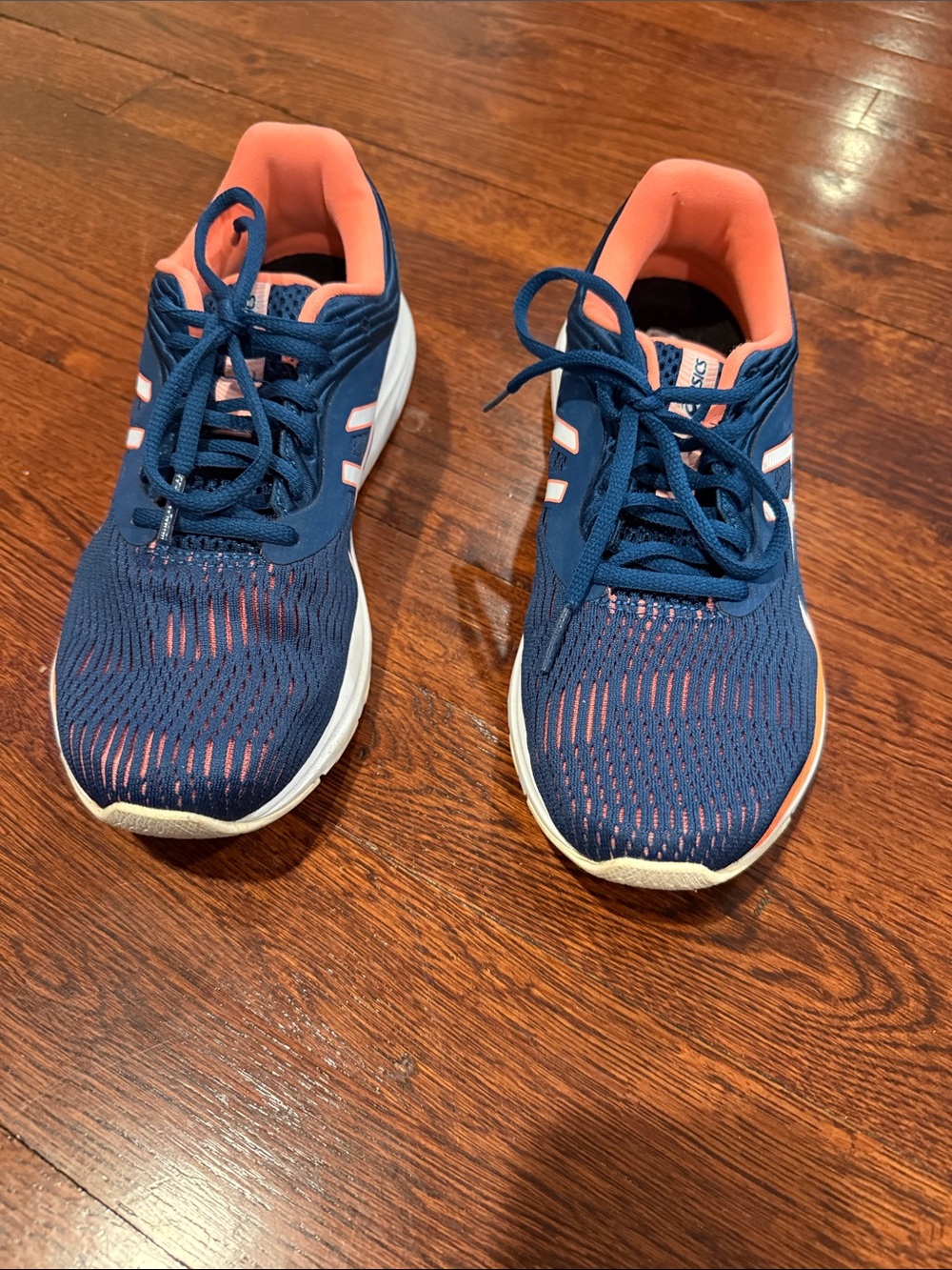 Asics Navy and Coral Lace-Up Running Sneakers